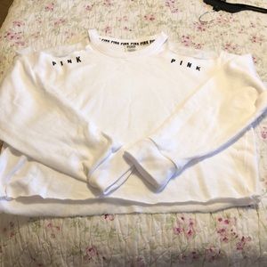 VS PINK Collection Cropped Cut Shoulder Sweatshirt